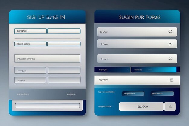 Set of Sign Up and Sign In forms BlueGray gradient Mobile Registration and login forms page