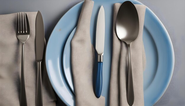 Photo a set of silverware and spoons with a knife on it