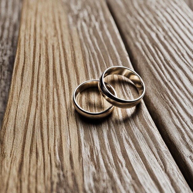 A set of simple gold wedding rings on a natural background