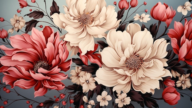 シンプルな白い花のシームレスパターンのセット デイジーフラワーコレクション ラグジュアリー 4k 壁紙