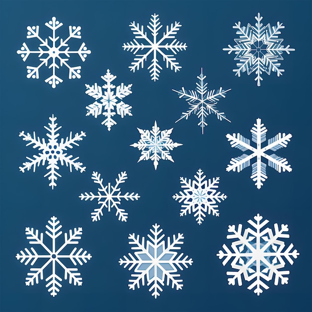Photo set of snowflake clipart christmas snow