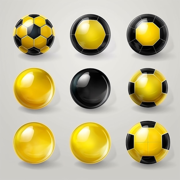 Set of soccer balls in flat style