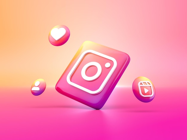 Set social media icons 3D render