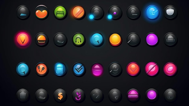 Set of social media icons in neon stylegenerative ai