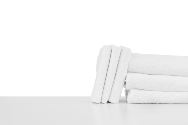 Set of soft spa towels isolated on white