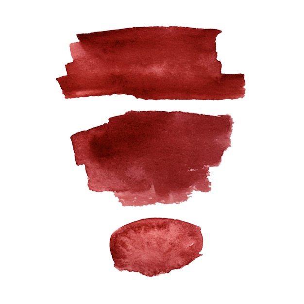 set of spots brush stroke watercolor background elements the color of red wine