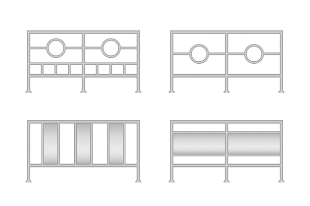 Set of stainless steel railings