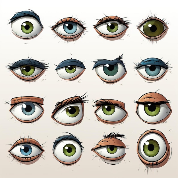 Photo a set of stern cartoon eyes in the style of steve dillon