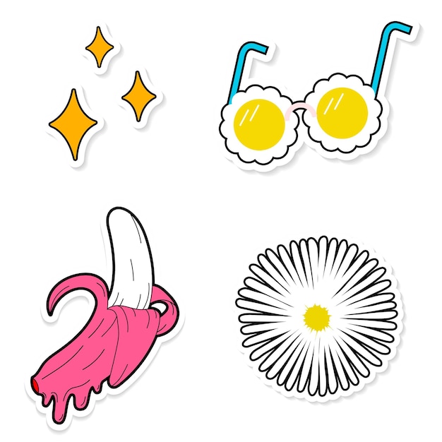 set of sticker doodle transparent png