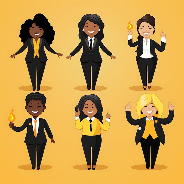 A Set Stickers Emojis and Avatars of Business Person at Work Creative Minimalist Poster Featuring