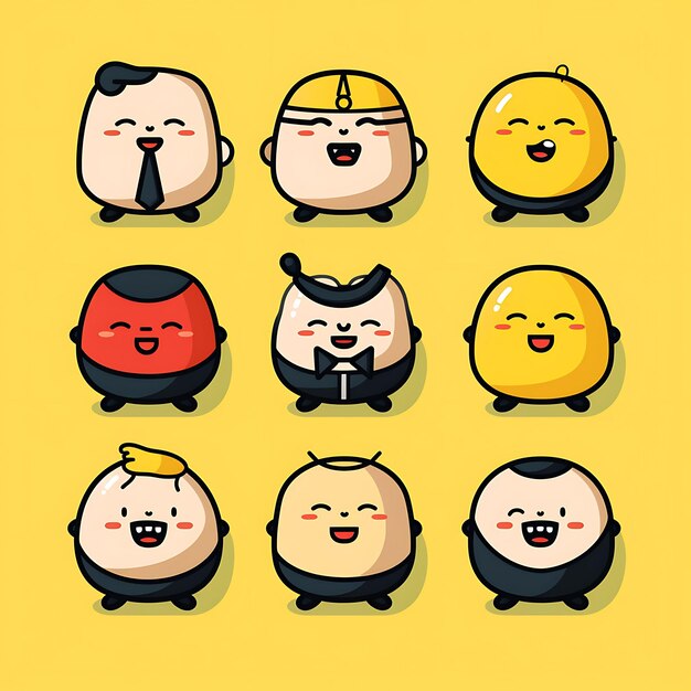 A Set Stickers Emojis and Avatars of Business Person at Work Creative Minimalist Poster Featuring