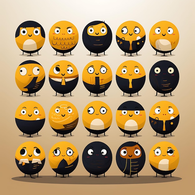 A Set Stickers Emojis and Avatars of Business Person at Work Creative Minimalist Poster Featuring