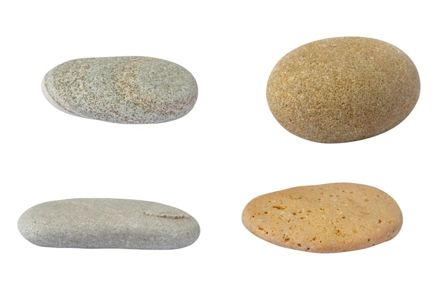 A set of stones in isolation on a white background. sea pebbles. High quality photo