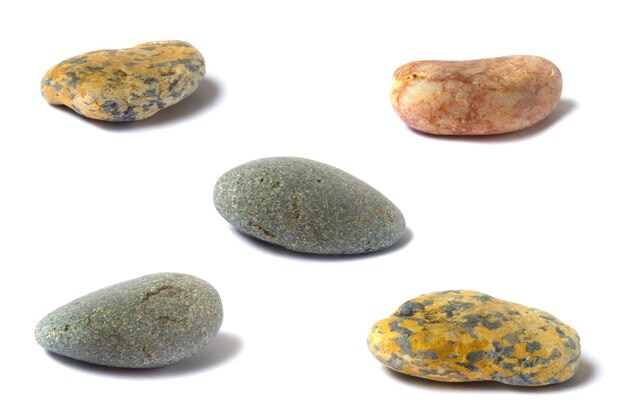 A set of stones with a shadow isolated on a white background. High quality photo