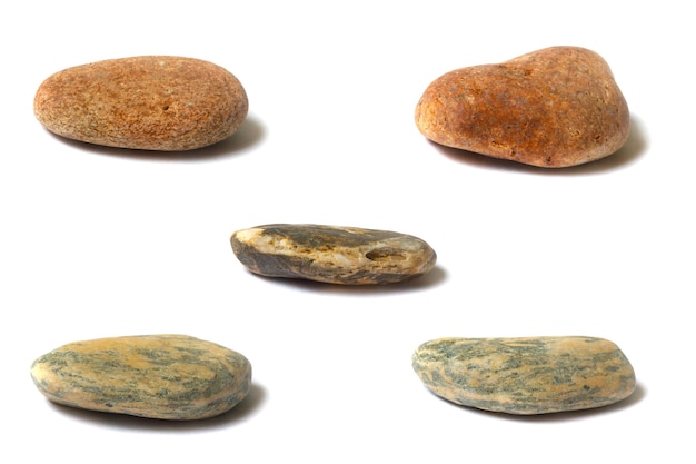 A set of stones with a shadow isolated on a white background. High quality photo