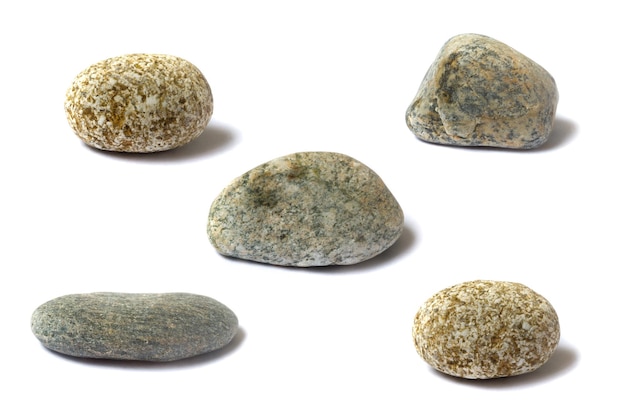 A set of stones with a shadow isolated on a white background. High quality photo