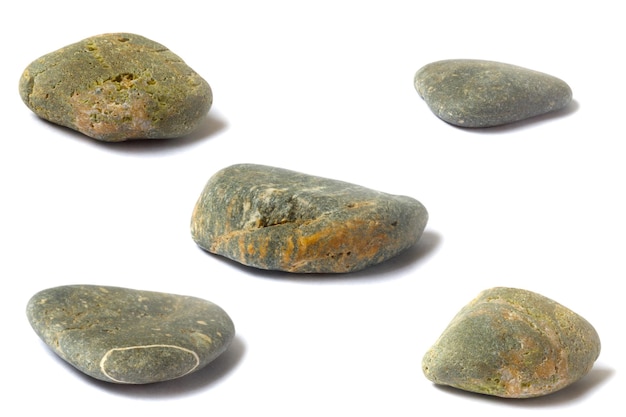 A set of stones with a shadow isolated on a white background. High quality photo