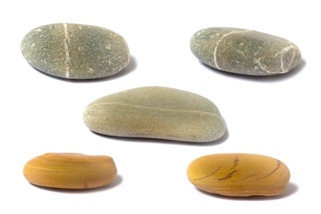 A set of stones with a shadow isolated on a white background. High quality photo