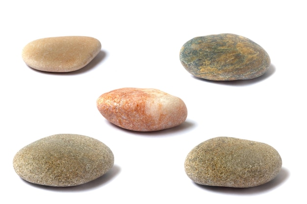 A set of stones with a shadow isolated on a white background