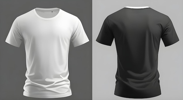 Photo set of t shirt design with front and back view t shirt background black and white t shirt