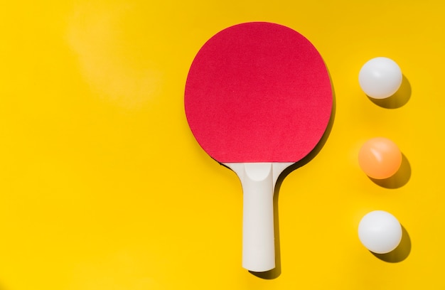 Photo set of table tennis racket and balls