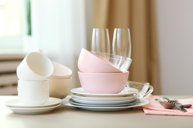 A set of tableware on the table