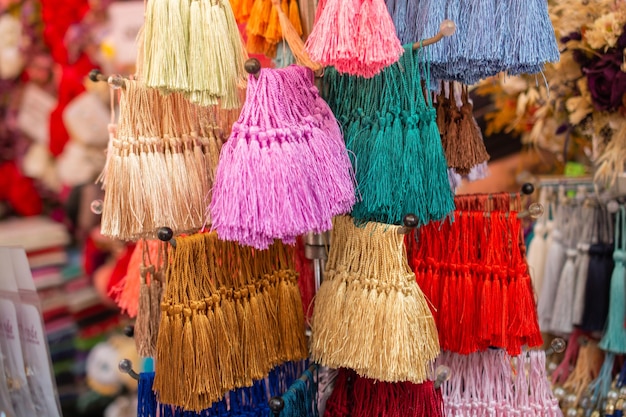 Set of tassels in various colors for design elements