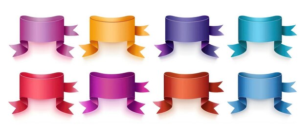 Set of ten multicolor ribbons and banners for web design