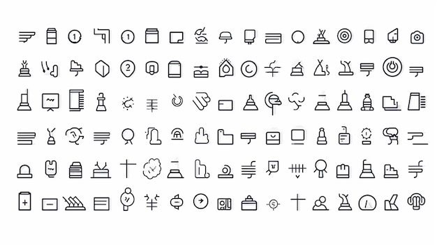 Photo a set of thin line icons of various types and sizes generative ai