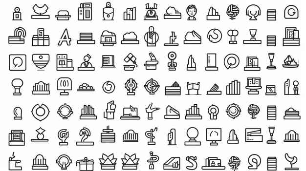 a set of thin line icons of various types and sizes generative ai