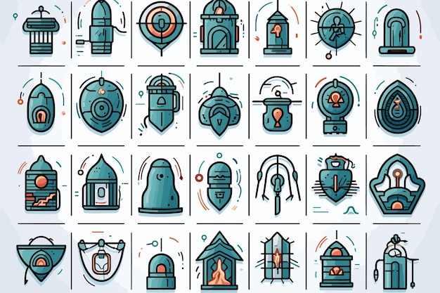 Set of thin line world refugee day Icons Vector illustration