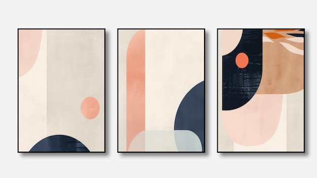 3 つの抽象的な背景のセット アクリル絵画 幾何学芸術 イラスト 装飾