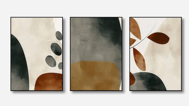 A set of three abstract minimalist backgrounds Geometric art patterns illustrations decorations