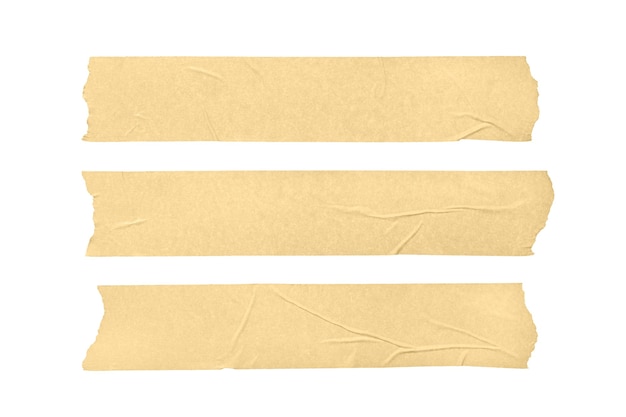 Set of three blank masking tape isolated on white background.