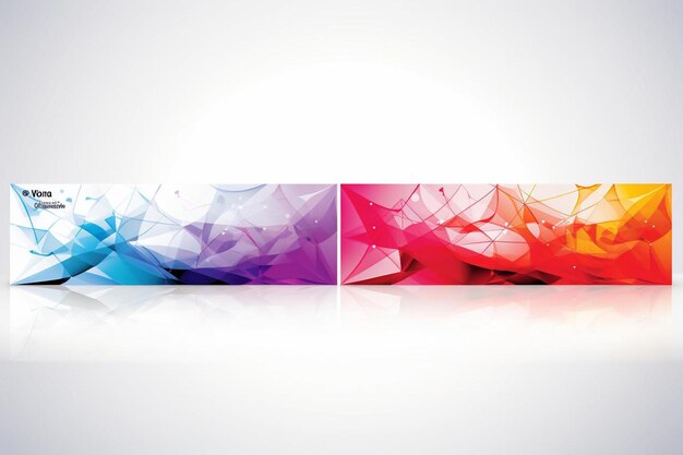 Photo a set of three colorful banners with geometric shapes