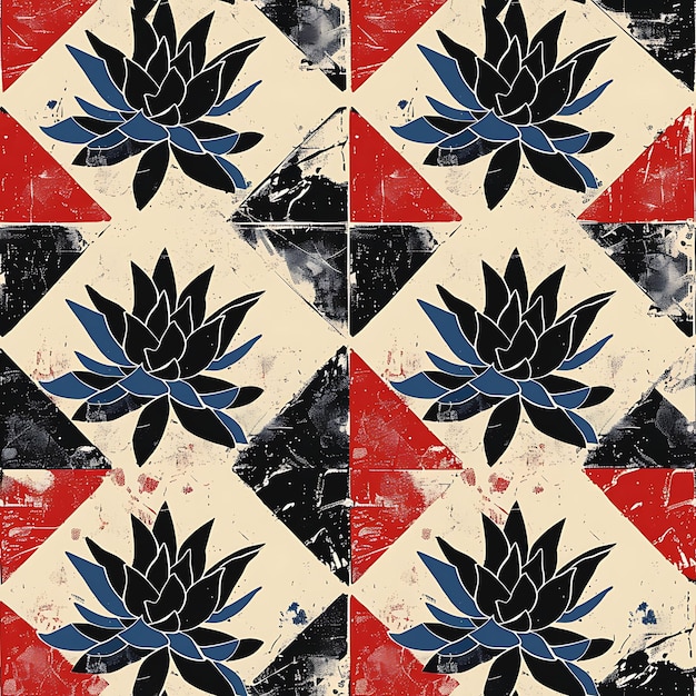 빨간색 배경을 가진 로터스 꽃의 세 개의 이미지 세트