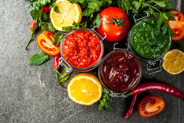 Set of three indian chutney