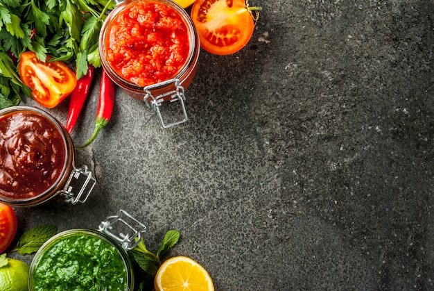 Set of three indian chutney