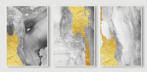 A set of three minimalist background. Geometric pattern of art hand-painted illustrations, wallpaper