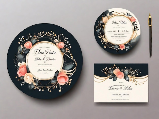 набор из трех тарелок с приглашением на свадьбу