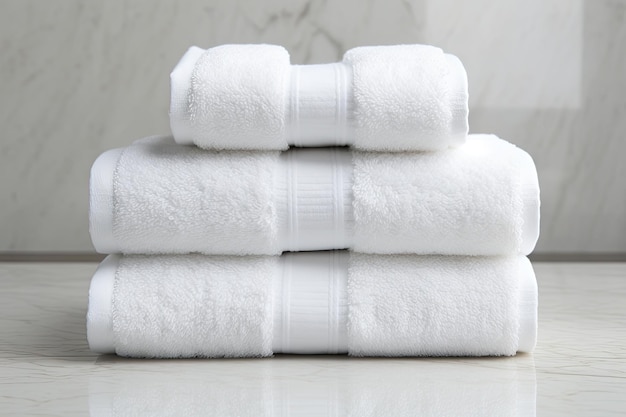 Набор из трех плюшевых банных полотенец с крупным планом из махровой ткани Эти полотенца