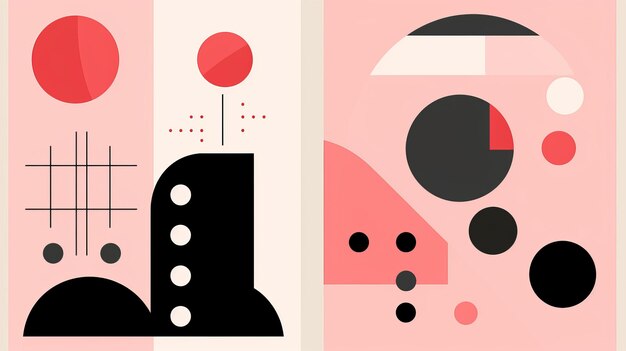 a set of three posters with different shapes and colors