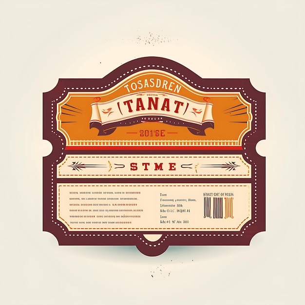 Photo a set of tickets 2d design with vintage style frame vector creative flat color label packaging