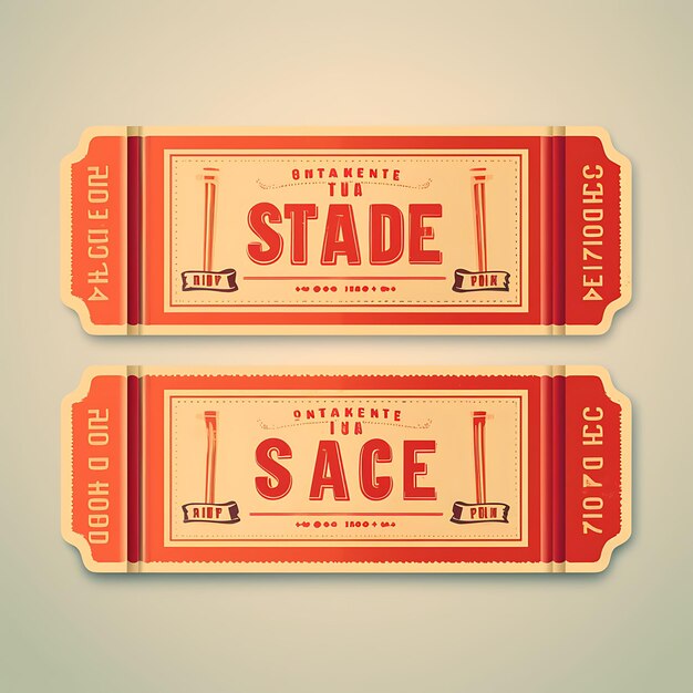 A Set Of Tickets 2D Design With Vintage Style Frame Vector Creative Flat Color Label Packaging