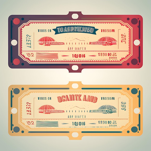 A Set Of Tickets 2D Design With Vintage Style Frame Vector Creative Flat Color Label Packaging