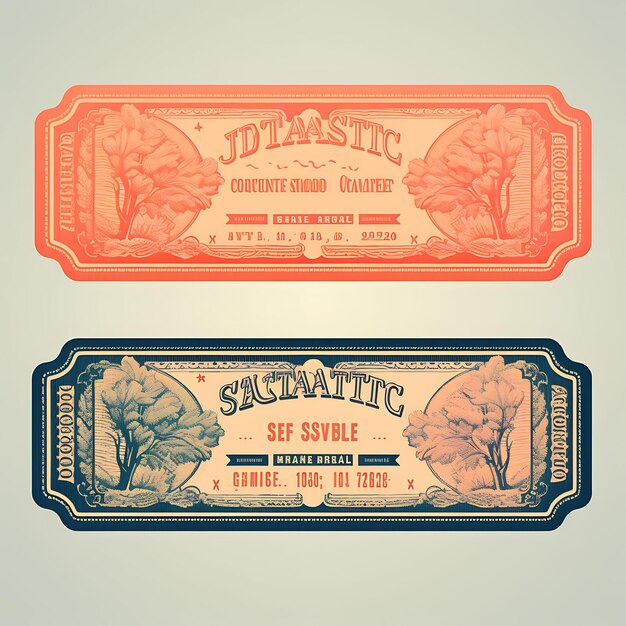 A set of tickets 2d design with vintage style frame vector creative flat color label packaging