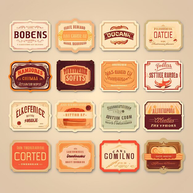 Photo a set of tickets 2d design with vintage style frame vector creative flat color label packaging