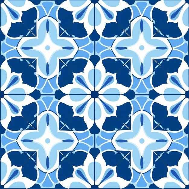 A set of tiles with blue and white flowers.