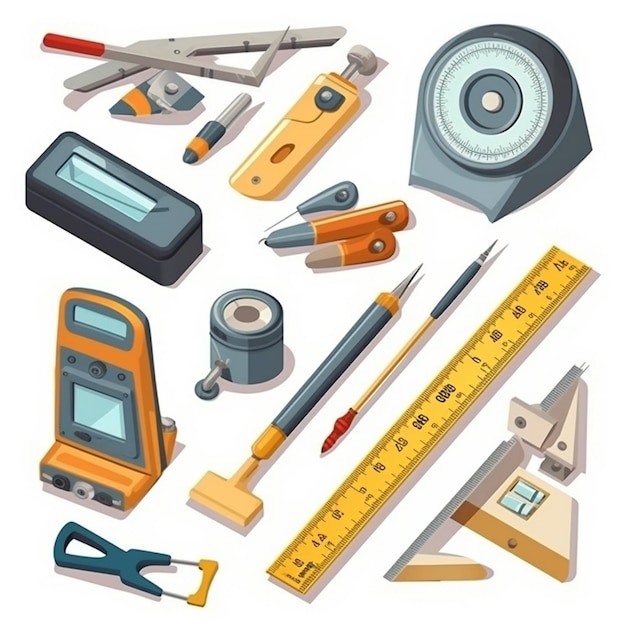 A set of tools for construction and construction.