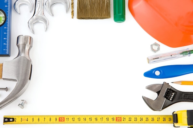 Set of tools and instruments isolated on white background